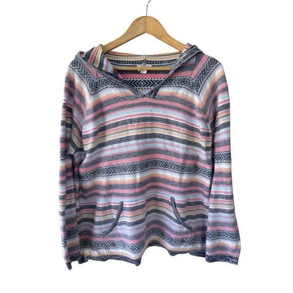 Loft Lounge Multi-Color Striped Western Cotton Hooded Pullover Size XL - Picture 1 of 7